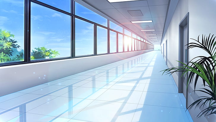 Anime, Original, Corridor, Night, Starry Sky, HD wallpaper | Peakpx