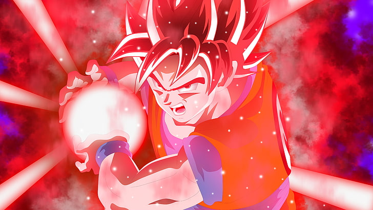 Dragonball Super Saiyan God Son Goku, Dragon Ball Super, red, HD wallpaper