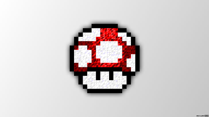 mushroom, Pixel Art, Super Mario, Trixel