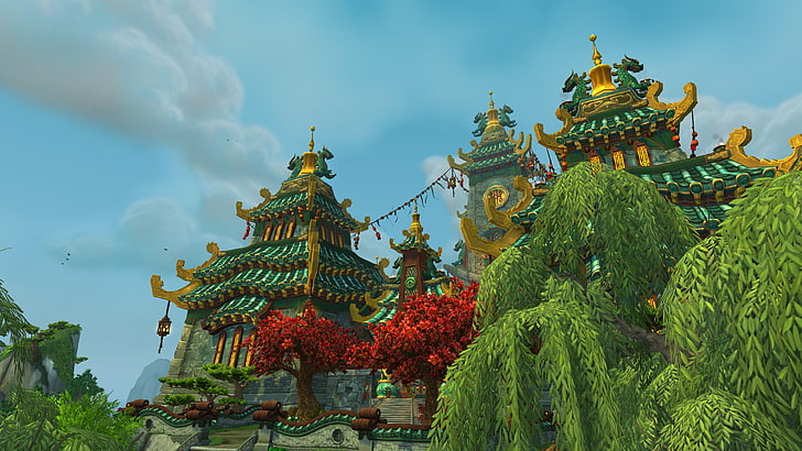 green and brown houses illustration, World of Warcraft, World of Warcraft: Mists of Pandaria