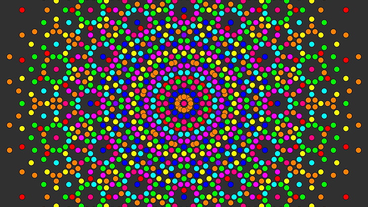 green, blue, and pink wallpaper, psychedelic, colorful, circle, HD wallpaper