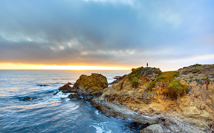 HD wallpaper: sea, the sky, clouds, sunset, the ocean, USA, California ...