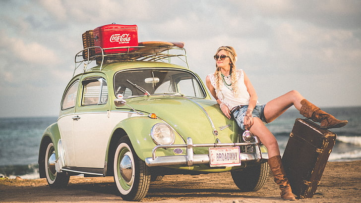 photography, car, Volkswagen Beetle, Coca-Cola, model, mode of transportation, HD wallpaper