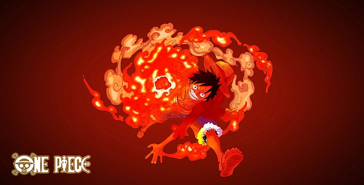 3840x1080px | free download | HD wallpaper: Anime, One Piece, Monkey D.  Luffy, red, studio shot, colored background | Wallpaper Flare