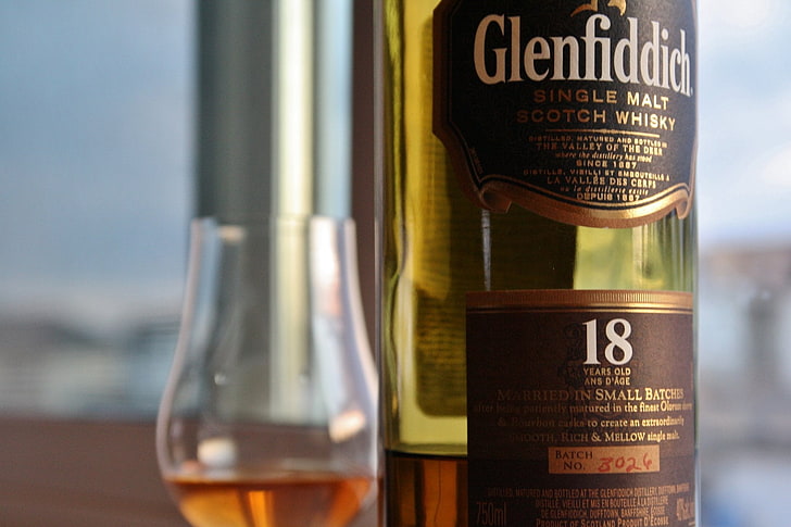 Food, Whisky, Glenfiddich, Malt, Scotch, Single, text, focus on foreground, HD wallpaper