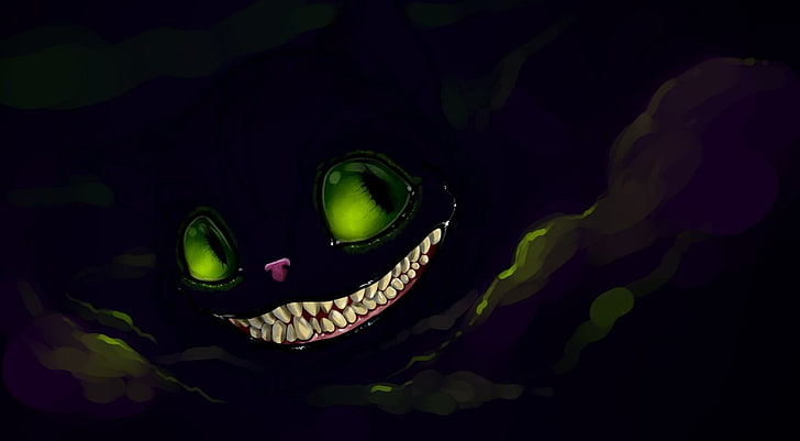 untitled, Cheshire Cat, black, smiling, black background, studio shot, HD wallpaper