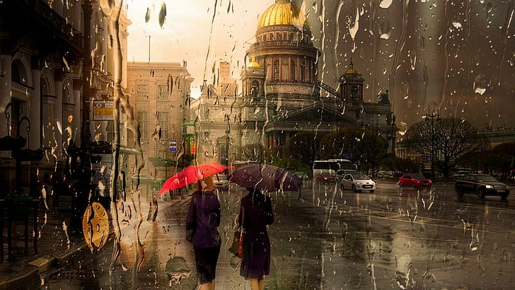 Rain scene outside the window, a woman, silhouette, urban, architectural, aesthetic mood