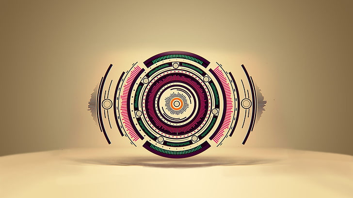 round multicolored logo, digital art, geometry, simple background, HD wallpaper