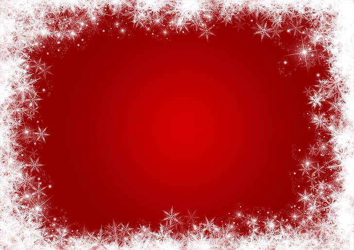 winter, snow, snowflakes, red, background, Christmas, frame