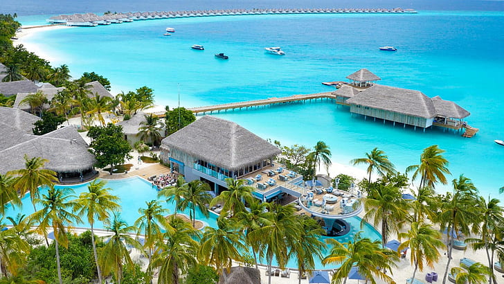 Resort Finolhu Baa Atoll Maldives Island Indonesia View From The Drone 2560×1440