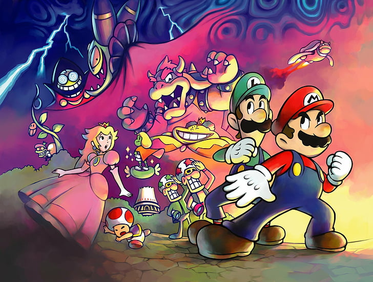 Mario, Mario & Luigi: Superstar Saga, Bowser, Princess Peach, HD wallpaper