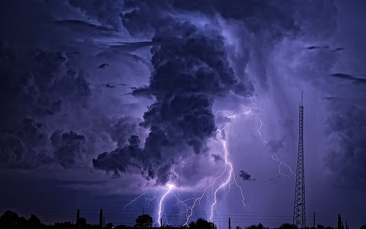 thunder wallpaper, lightning, storm, nature, clouds, cloud - sky, HD wallpaper