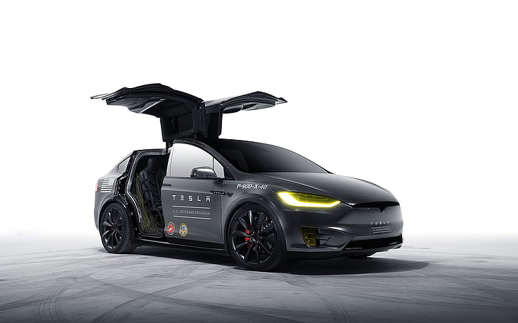 gray coupe, electric car, concept cars, Tesla Model X, Tesla Motors, HD wallpaper