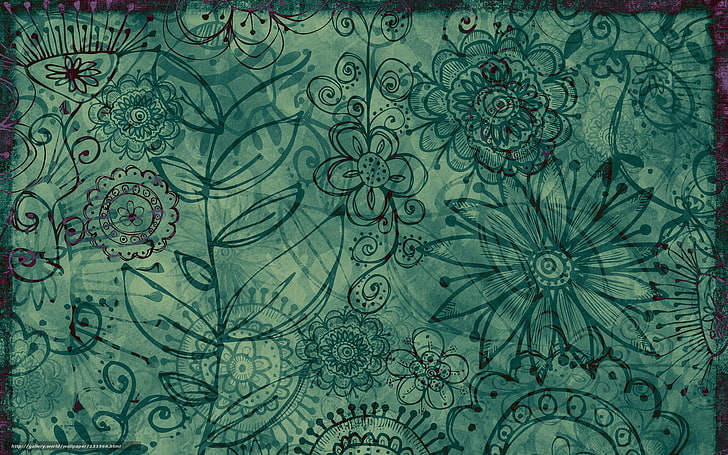 abstracto, azul, flores, fondo, textura, HD wallpaper