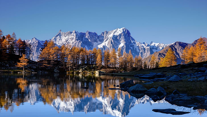 reflection, nature, mountain, mont blanc, 5k, 5k uhd, water