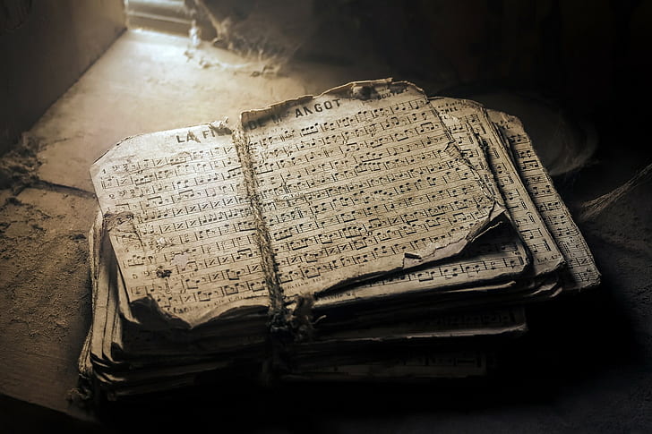 vintage, old, paper, music, musical notes, HD wallpaper