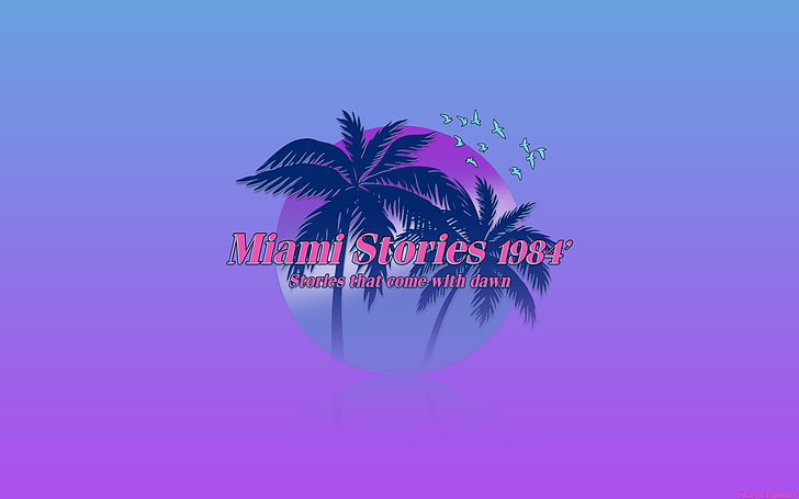 Photoshop, texture, neon, palm trees, 1980s, Retro style,  retrowave