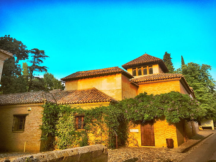green leafed plants, Spain, architecture, nature, trees, house