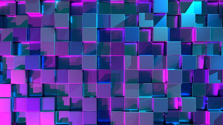 HD wallpaper: 3d, glow, shine, cubes, digital art, blue, purple | Wallpaper  Flare