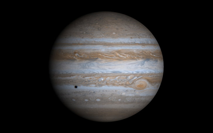 planet Jupiter, satellite, gas giant, nature, black Background