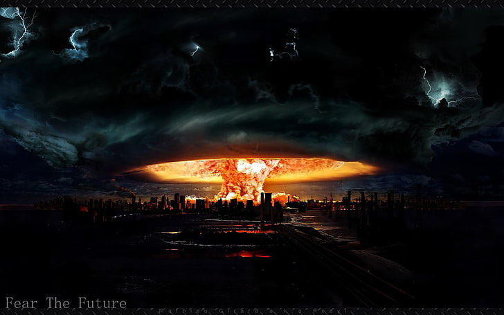 mushroom cloud wallpaper, apocalyptic, nuclear, digital art, heat - temperature, HD wallpaper