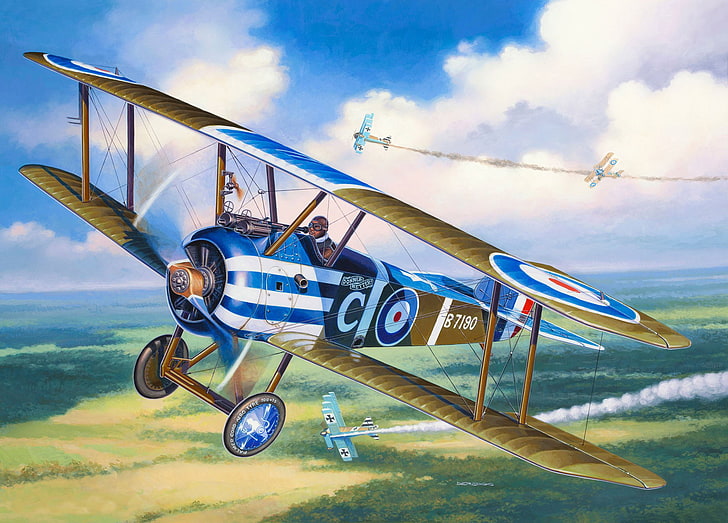 the plane, fighter, battle, art, air, British, single, aircraft, HD wallpaper