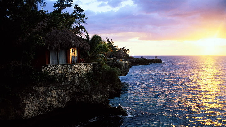 shore, resort, caribbean sea, jamaica, negril, landscape, horizon, HD wallpaper