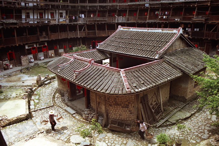 landscape, China, architecture, roof, built structure, building exterior