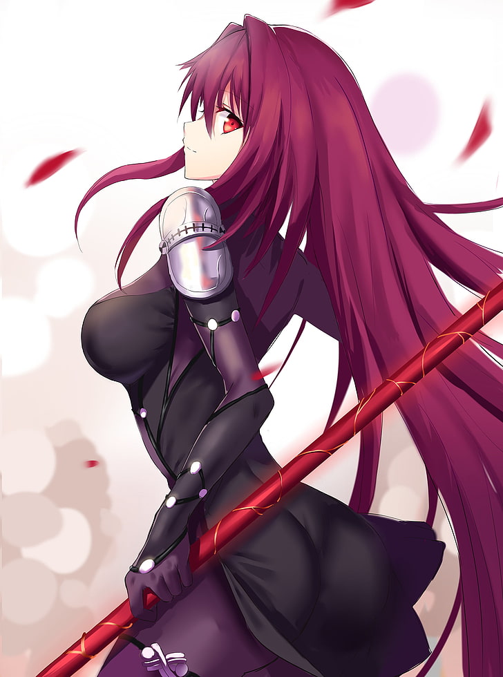 white  background, armor, bodysuit, Fate/Grand Order, Scathach ( Fate/Grand Order ), HD wallpaper