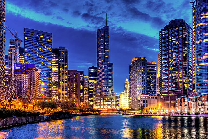 cityscape, Chicago, HDR, HD wallpaper