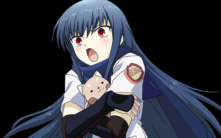 blue haired girl anime character, angel beats, ninja shiina, screaming, HD wallpaper