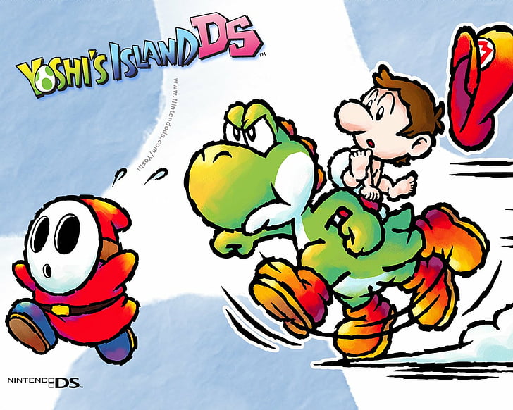Mario, Yoshi's Island Ds, Baby Mario, Shy Guy, HD wallpaper