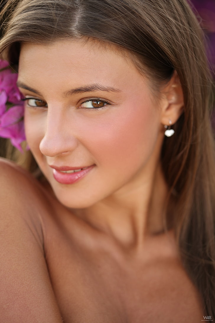 HD wallpaper: Maria Ryabushkina, model, women, brunette, brown eyes, women ...