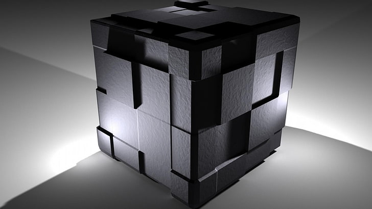 3D, cube, abstract, indoors, studio shot, gray, cube shape, HD wallpaper