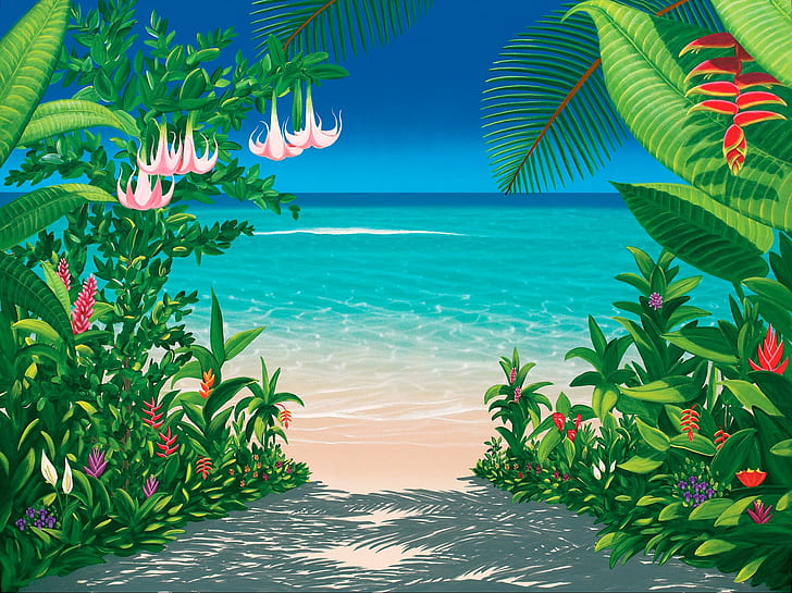 LOVERS TRAIL, paradise, tropical, beach, walk, HD wallpaper
