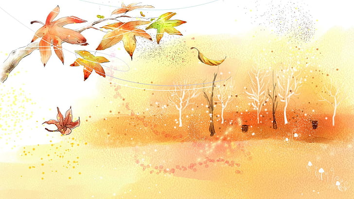 Autumn Winds Blowing, firefox persona, seasons, orange, mushrooms, HD wallpaper
