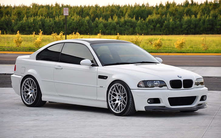 white, BMW, car, BMW 3 Series, BMW M3 E46, white cars, mode of transportation, HD wallpaper