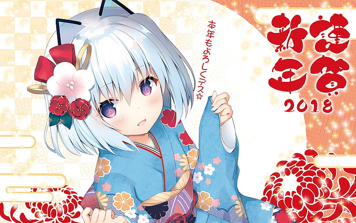 HD wallpaper: 1000-chan, happy new year 2018, kimono, short hair, Anime,  representation | Wallpaper Flare