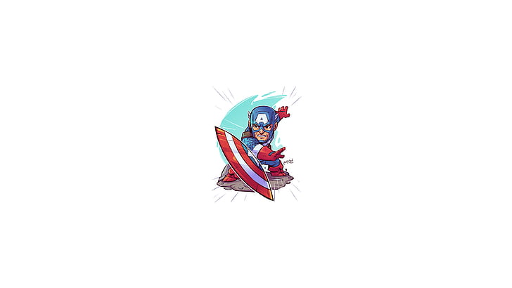 Captain America, Marvel Comics, soldier, chibi, minimalism, HD wallpaper