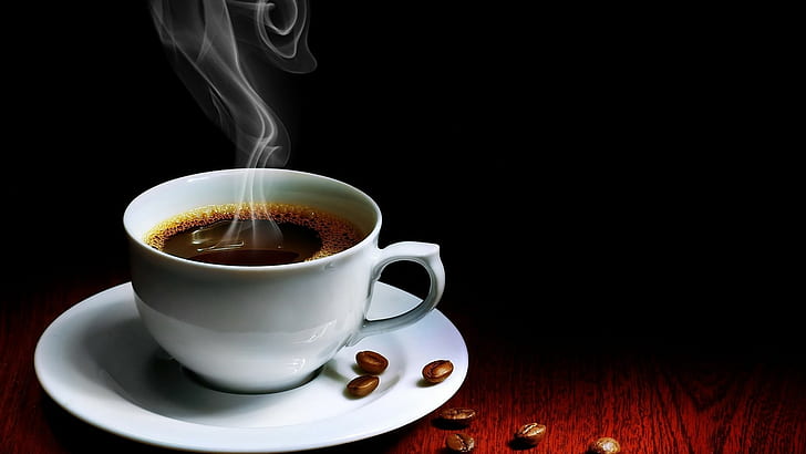Coffee, Coffee Beans, Cup, Hot Drink, HD wallpaper