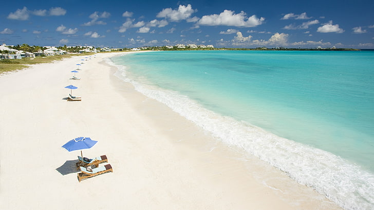 sea, beach, body of water, shore, ocean, caribbean, sky, vacation, HD wallpaper
