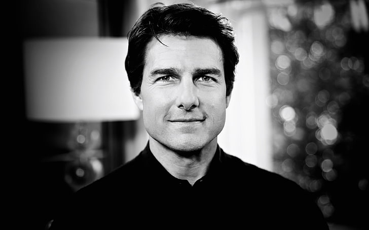 grayscale of man, tom cruise, american actor, director, producer, HD wallpaper