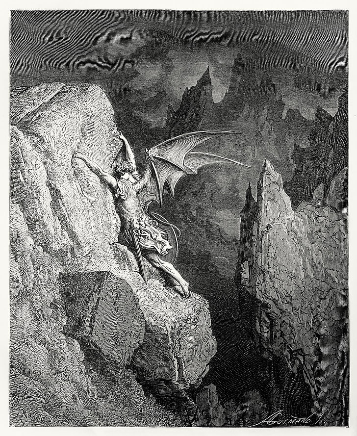 Satanism, Gustave Doré, auto post production filter, transfer print