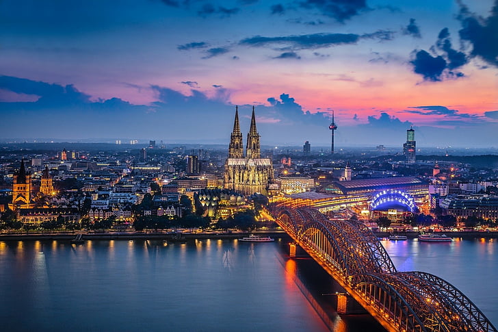 Cities, Cologne, Bridge, Building, City, Cityscape, Cologne Cathedral, HD wallpaper