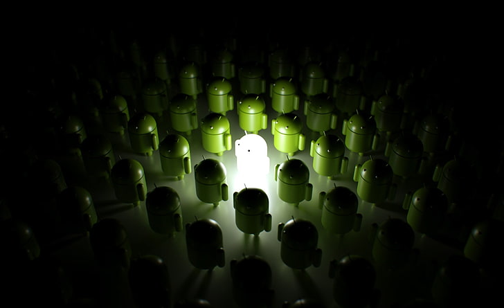 Android Logo 3D, Android logo toy lot, Computers, indoors, illuminated, HD wallpaper