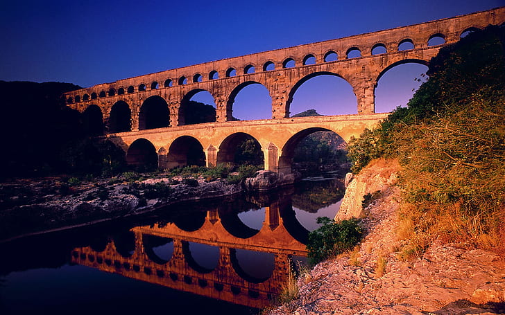 Pont du Gard Languedoc-Roussillon in France, HD wallpaper