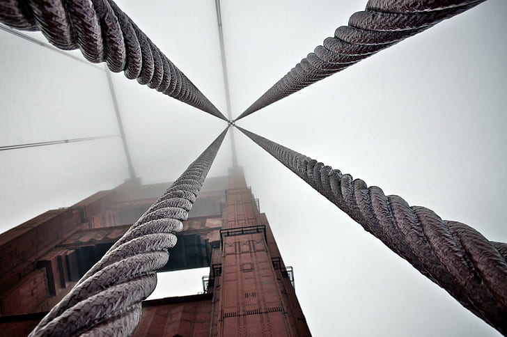 low angle photography of ropes, architecture, city, Flickr, San Francisco  Golden Gate