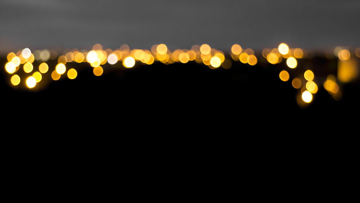 bokeh photography of yellow lights, dusk, city lights, illuminated
