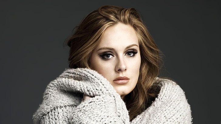 Adele, singer, brunette, women, portrait, smoky eyes, looking at viewer