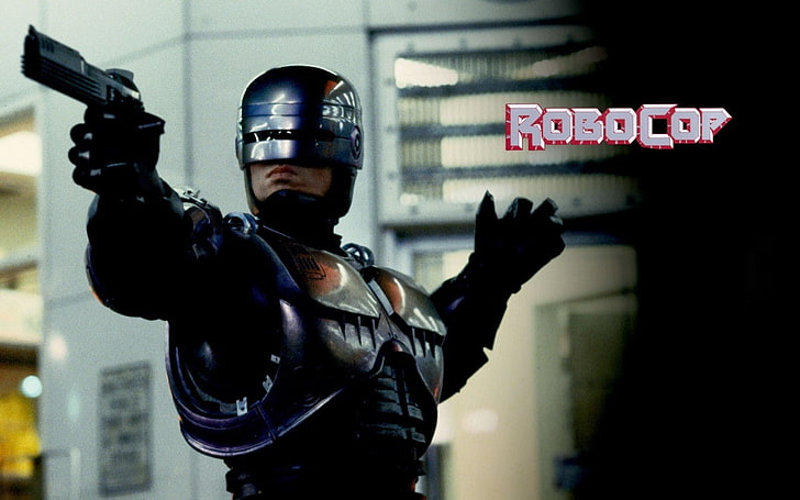 RoboCop, Peter Weller, communication, waist up, one person, HD wallpaper